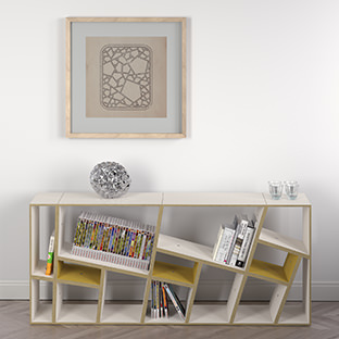 Design Chinese Lattice Fachwerk framework korsvirke Regal shelf hylla Raumteiler room-divider rumsdelar Sperrholz plywood kryssfaner